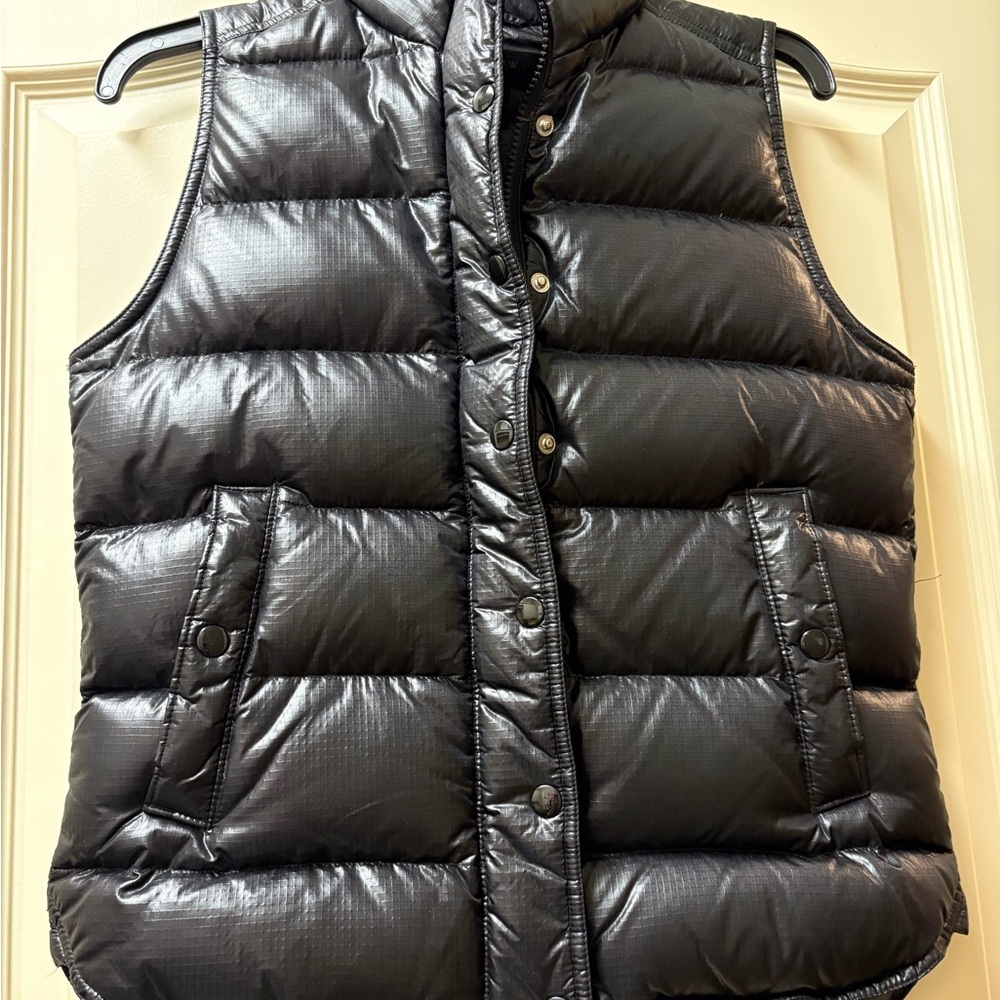J. Crew Shiny Black Puffer Vest